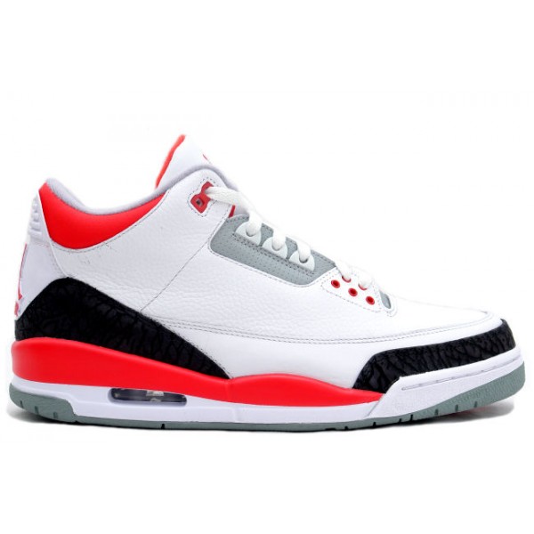 Real 136064-120 Air Jordan 3 III Retro-White/Fire Red-Cement Grey GS Size Fashion